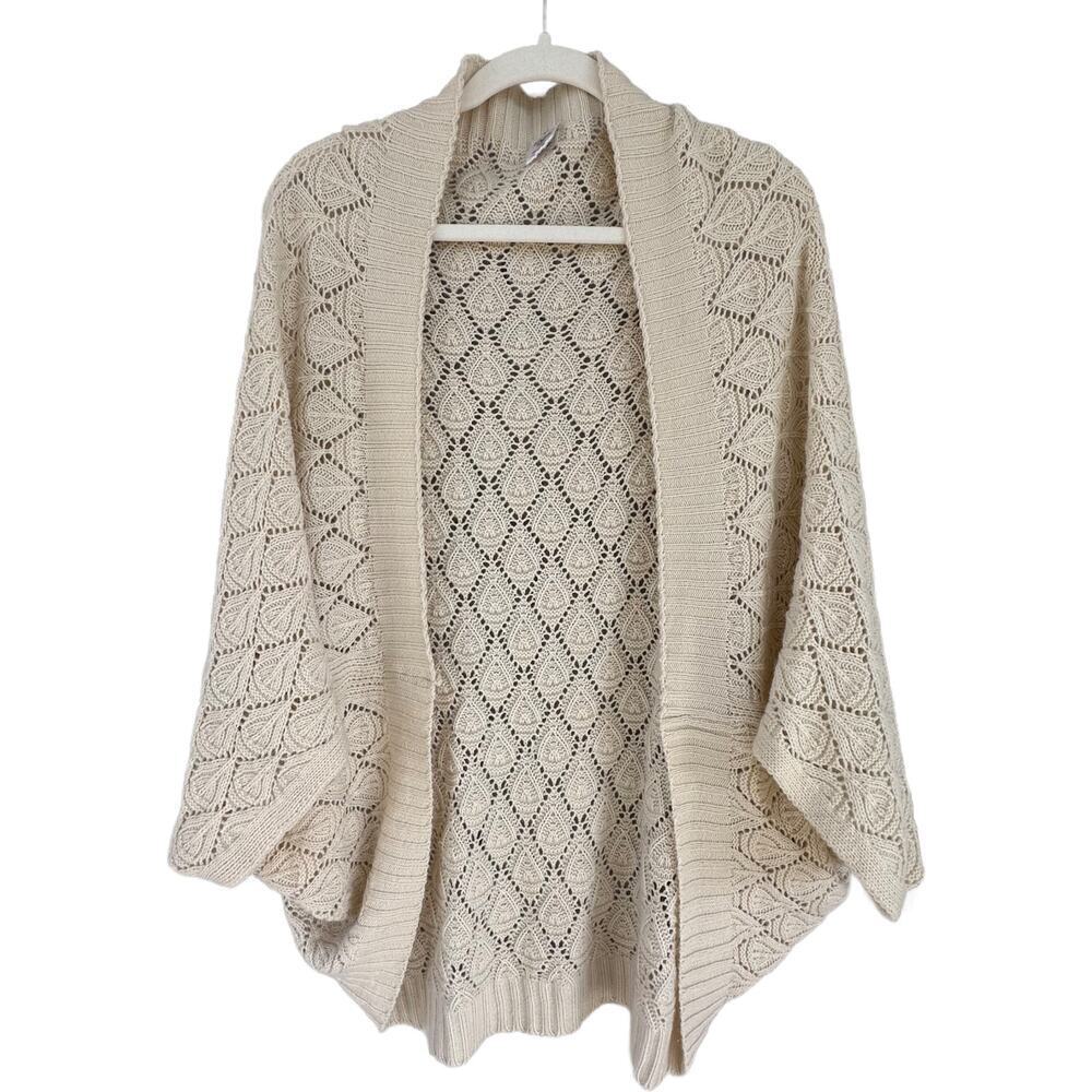 Open Knit Cardigan and Scarf, Cream